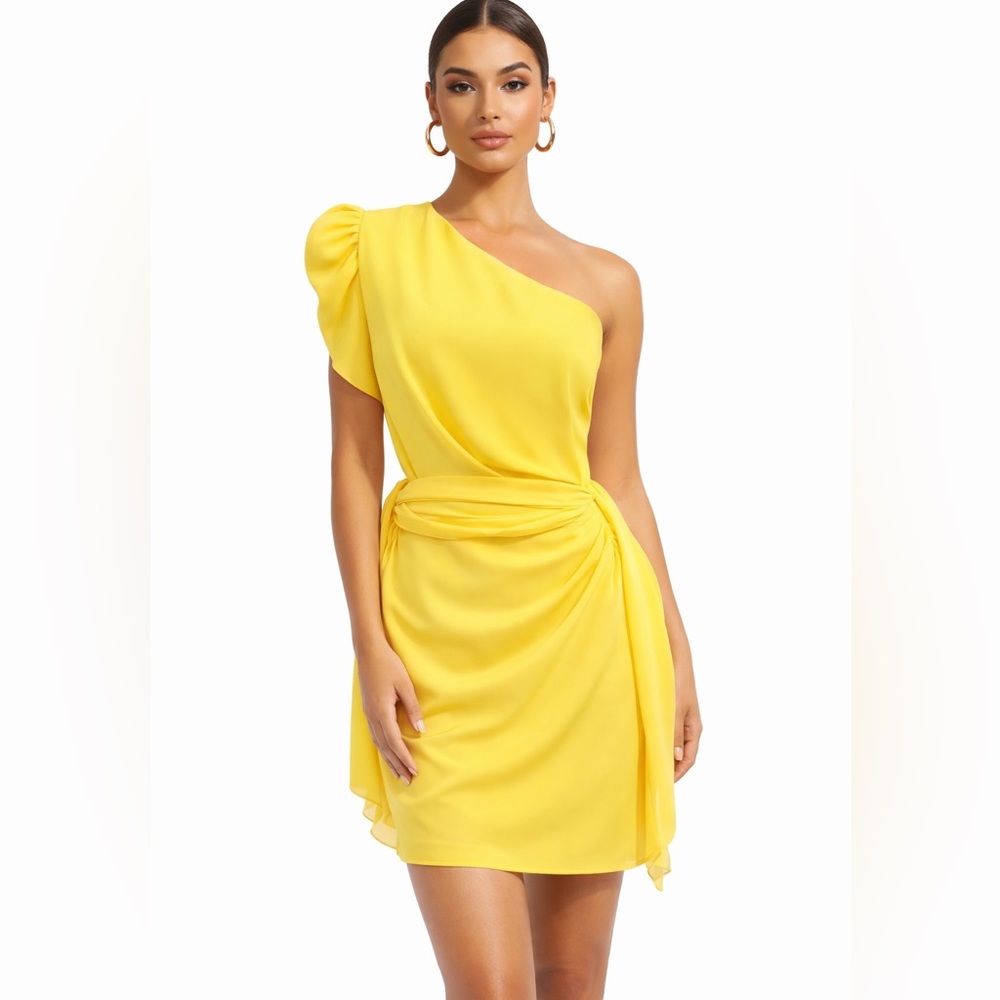 PrettyLittleThing Asymmetrical Yellow Dress